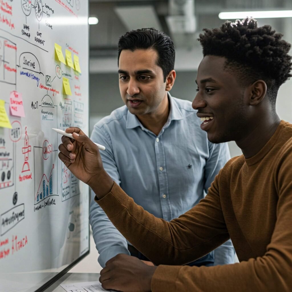 Mentor and mentee brainstorming