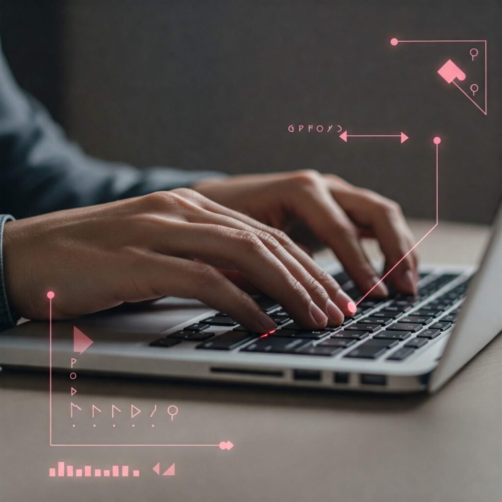 Hands Typing Content Creation