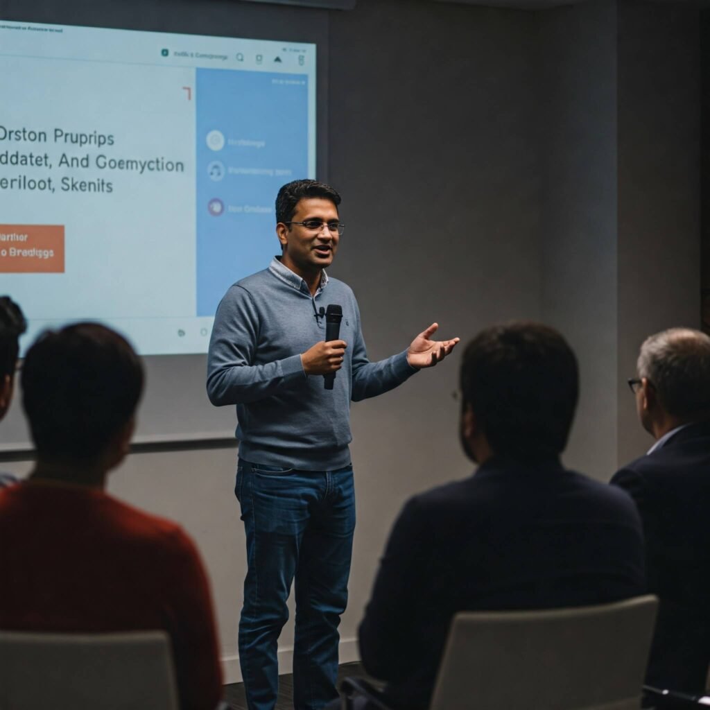 Founder pitching to panel
