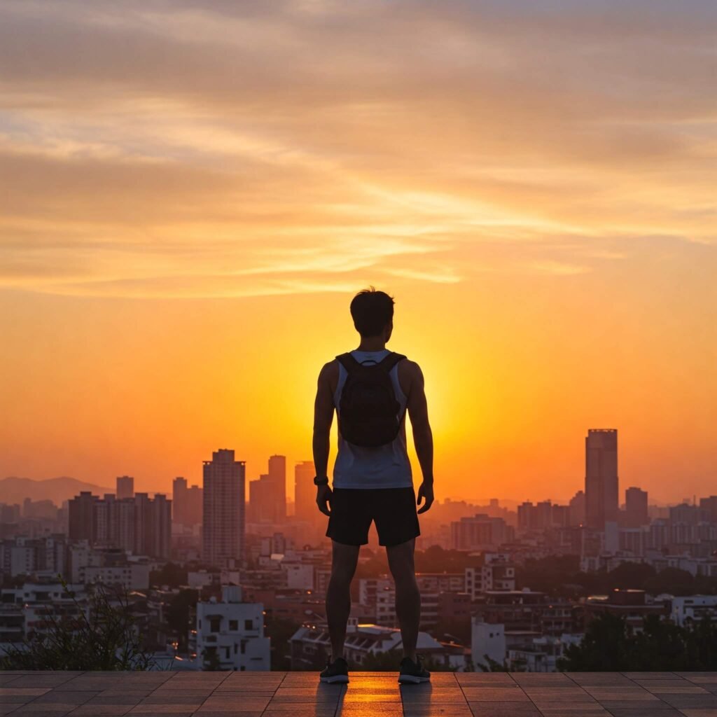 Hopeful Silhouette Against Sunrise